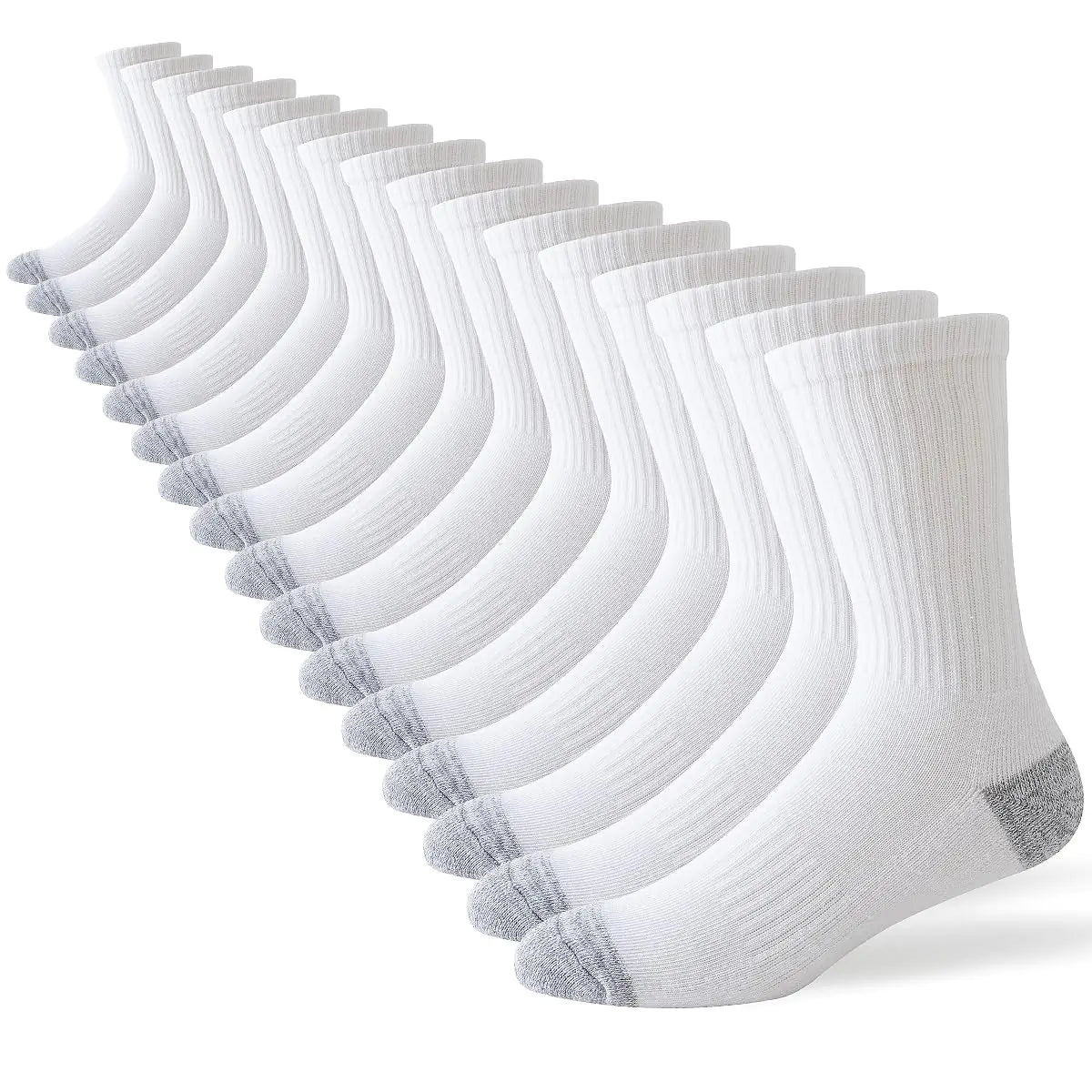 JOYNÉE 8 Pairs Mens Crew Cushion Socks Work Athletic Running Socks Casual Breathable Socks for Men,Sock Size:10-13 Large White(8 Pairs)