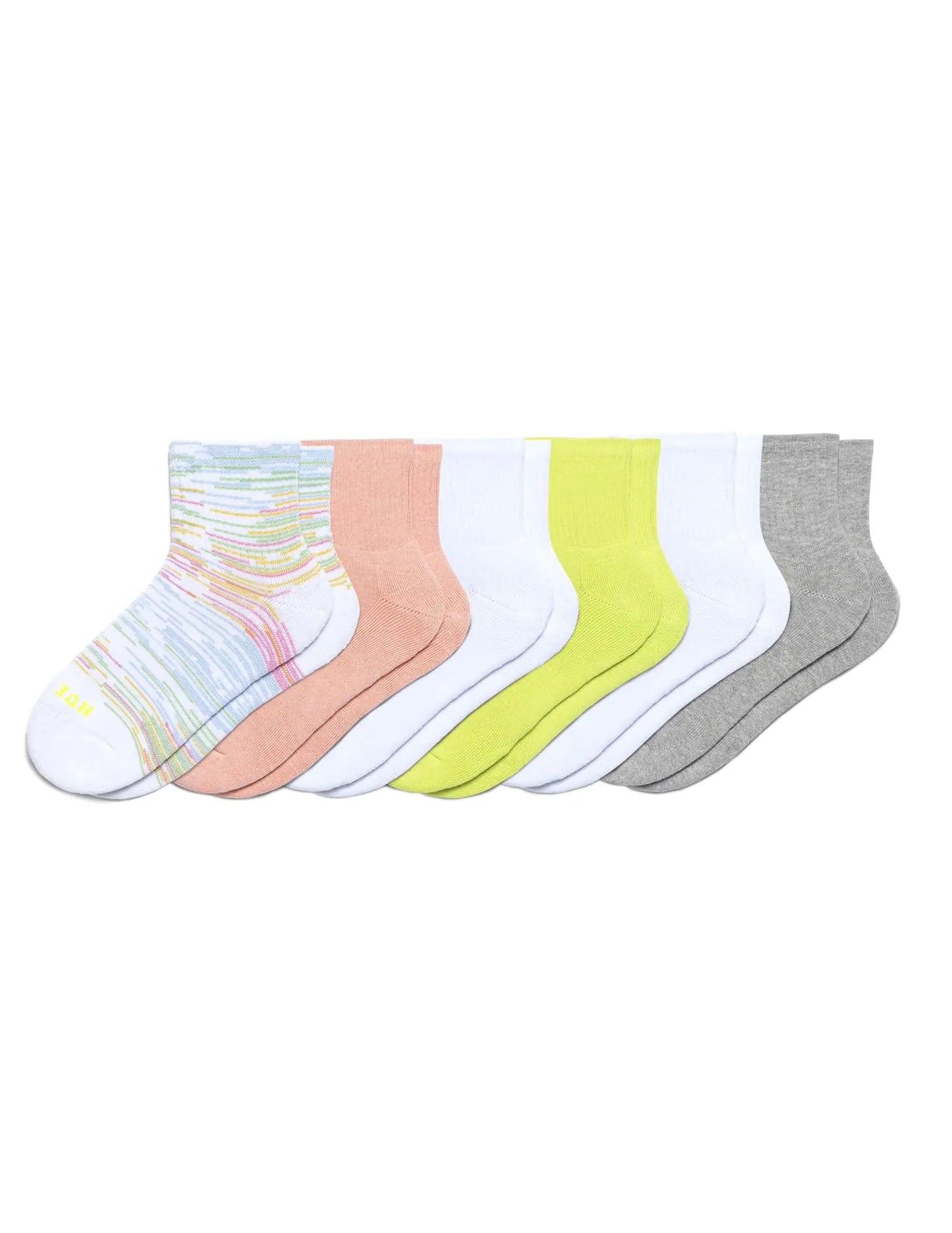 HUE Women's Mini Crew Sock 6 Pair Pack One Size Rainbow - 6 Pair Pack