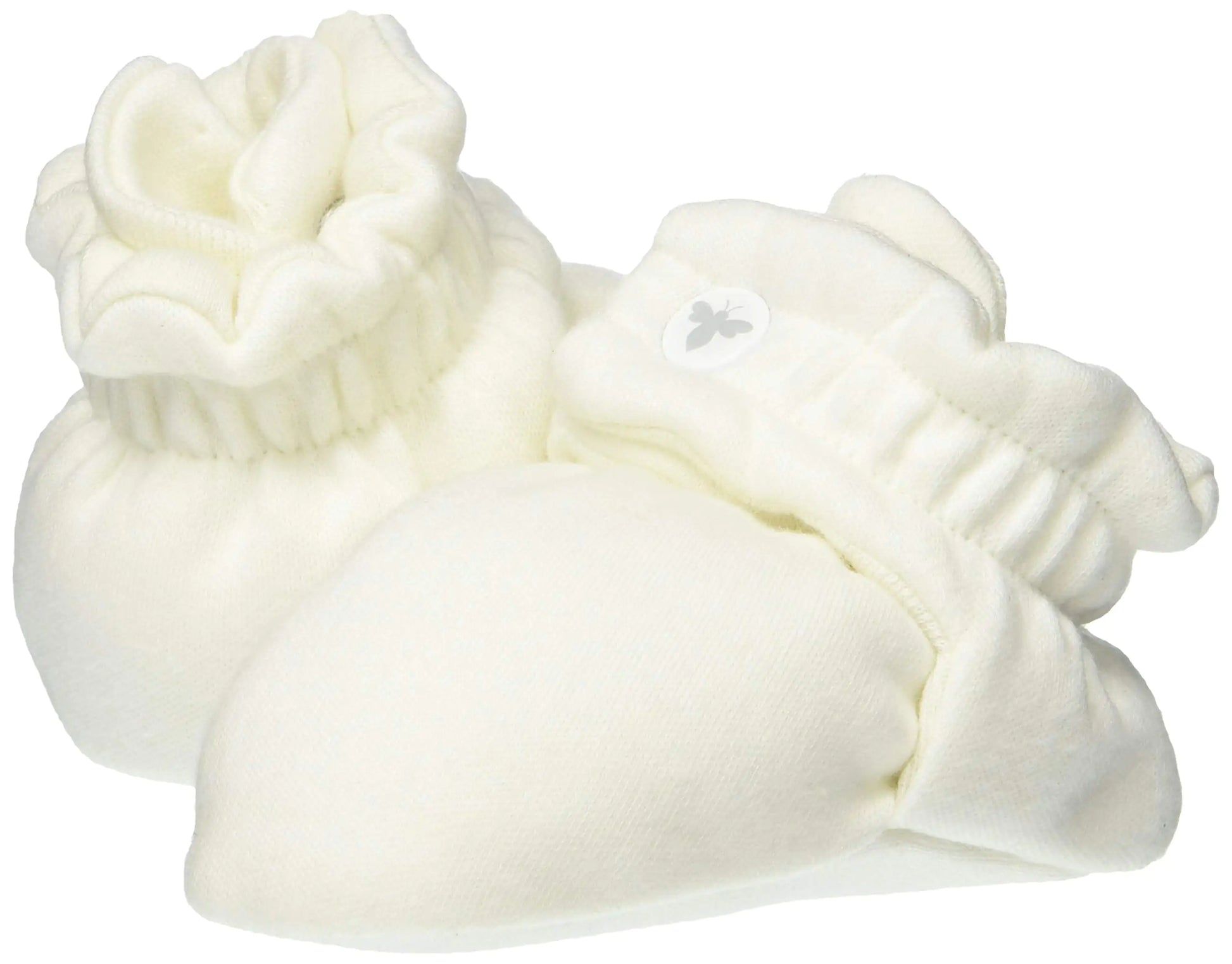 Burt's Bees Baby Unisex Baby Booties, Organic Cotton Adjustable Infant Shoes Slipper Sock 6-9 Months Infant Eggshell White